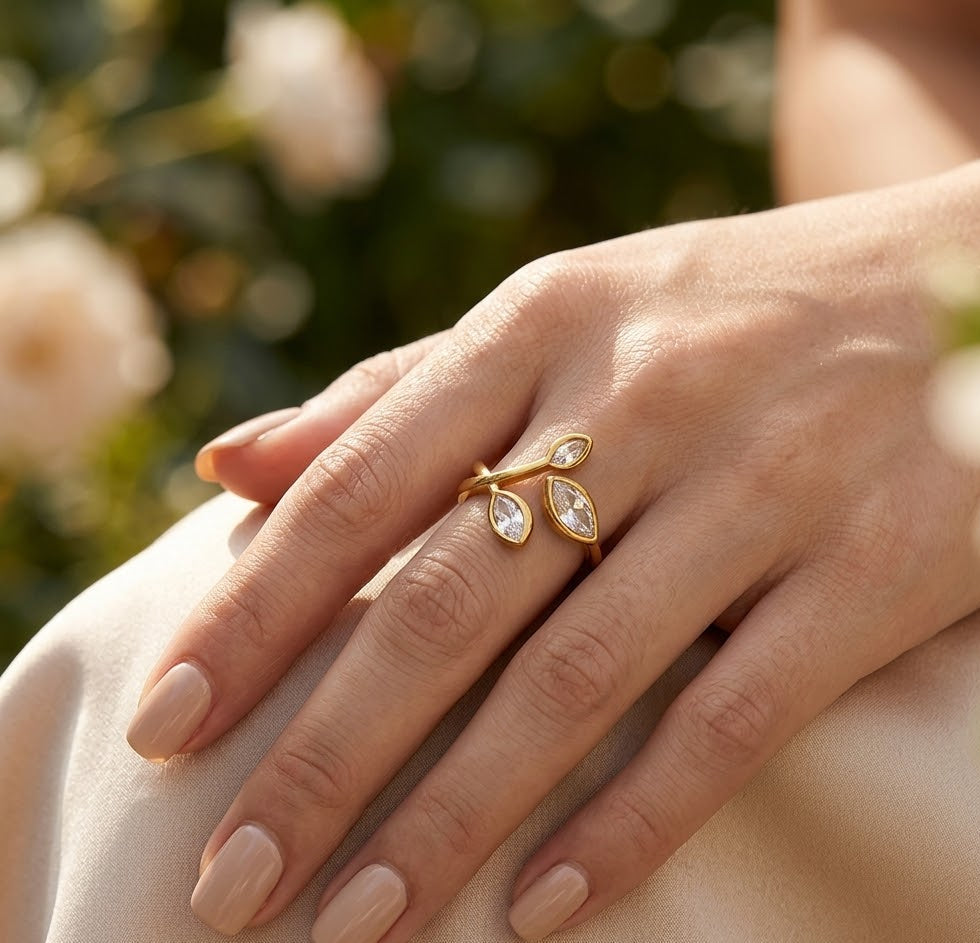 Crystal Laurel Ring
